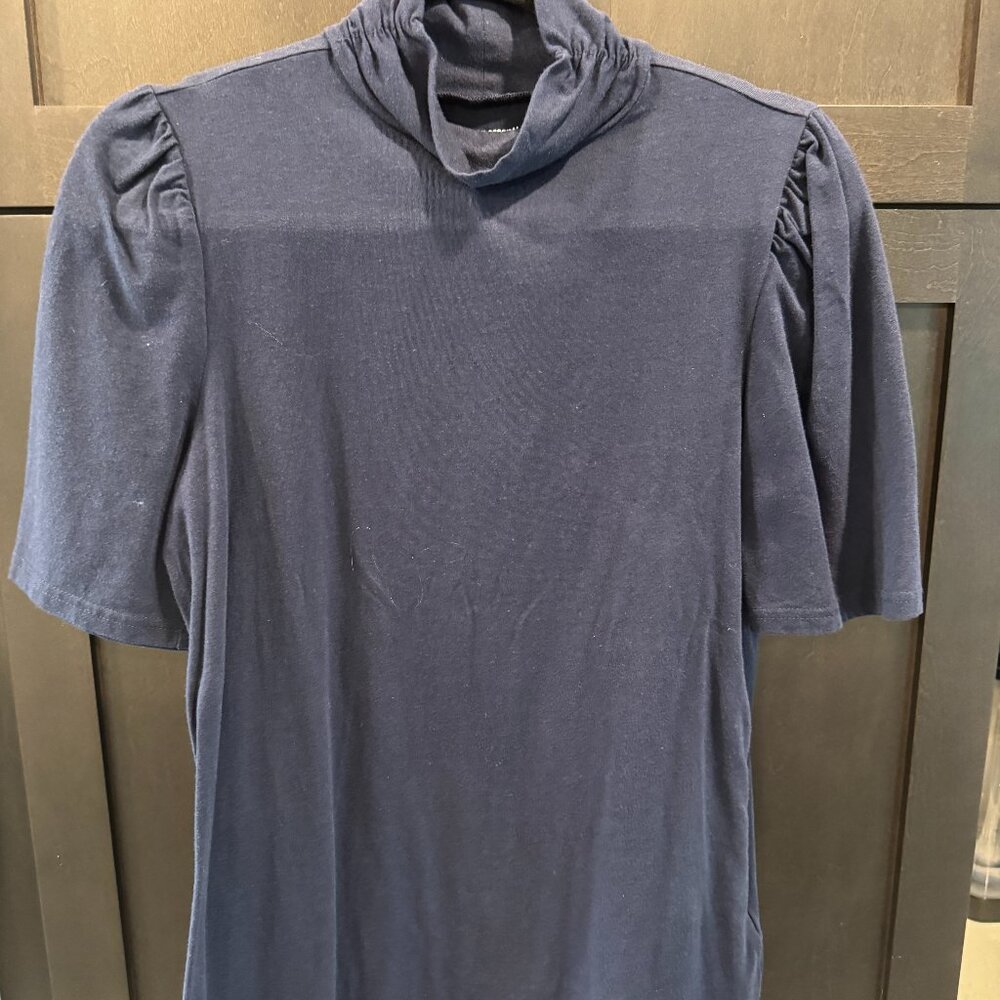 Cute short sleeve Navy blue mock turtle neck